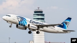 FILE - An EgyptAir Airbus A320 takes off from Vienna International Airport, Aug. 21, 2015. 