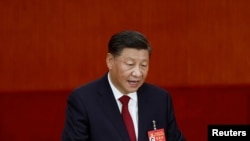 Rais Xi Jinping wa China akihutubia wakati wa ufunguzi wa Kongamano la 20 la Chama cha Kikomunisti cha China, Oktoba 16,2022. (REUTERS) 