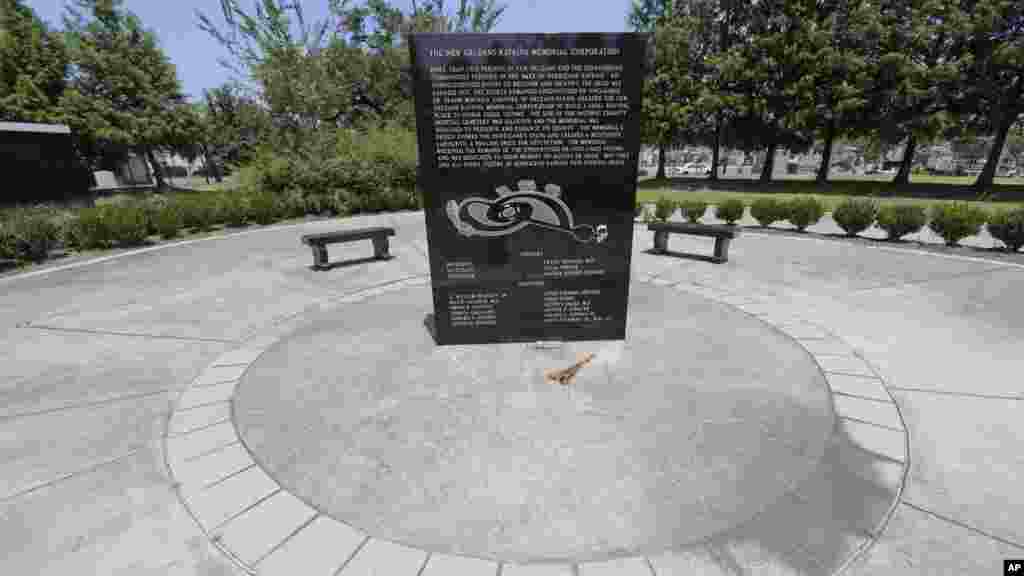Un mémorial dédié aux milliers de morts et autres disparus, victimes de l’ouragan Katrina, à la Nouvelle Orléans. 12 août 2015.