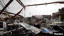 Un supermarché détruit par l'ouragan Maria, Guayama, Porto Rico, le 20 septembre 2017.