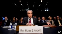 El inspector general del Departamento de Justicia de EE.UU., Michael Horowitz, durante la audiencia en la Comisión Judicial del Senado el miércoles, 11 de diciembre de 2019.