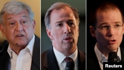 Una combinación de imágenes muestra a los candidatos presidenciales de México, (de izquierda a derecha), el izquierdista Andrés Manuel López Obrador del Movimiento Nacional de Regeneración (MORENA), el candidato del Partido Revolucionario Institucional (PRI), José Antonio Meade y Ricardo Anaya del Partido Acción Nacional (PAN).