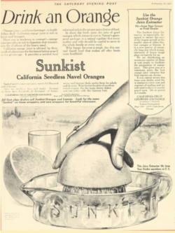 Advertising worker Albert Lasker came up with an ad concept that pushed drinking orange juice in an effort to sell more oranges.