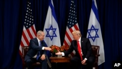 El presidente Donald Trump y el primer ministro israelí Benjamin Netanyahu en el Palace Hotel de Nueva York, antes de su reunión al margen de la Asamblea General de la ONU.