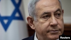 Israeli Prime Minister Benjamin Netanyahu attends the weekly cabinet meeting at the Prime Minister's office in Jerusalem, January 12, 2020.