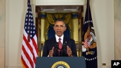 Le président Barack Obama , s'adressant à la nation mercredi soir (AP)