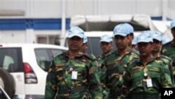 Les soldats de l'ONU a Abidjan, en Cote d'Ivoire Abidjan. Le 31 Décembre 2010.