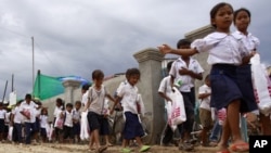 Schoolchildren in Cambodia.
