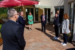Belarusian opposition politician Sviatlana Tsikhanouskaya meets with U.S. Deputy Secretary of State Stephen Biegun in Vilnius, Lithuania, Aug. 24, 2020. (Sviatlana Tsikhanouskaya Headquarters/Handout via Reuters)