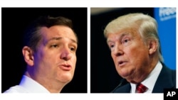 Ted Cruz (izquierda) supera a Donald Trump en las dos más recientes encuestas en Iowa.