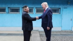 U.S. President Donald Trump shakes hands with North Korean leader Kim Jong Un as they meet at the demilitarized zone separating the two Koreas, in Panmunjom, South Korea, June 30, 2019. KCNA via REUTERS ATTENTION EDITORS - THIS IMAGE WAS PROVIDED…