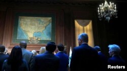 Escenario de la firma de la orden ejecutiva sobre el calentamiento global en la Agencia para la Protección del Medioambiente en Washington.