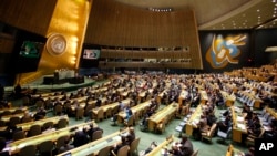 Delegates gather at the General Assembly, prior to a vote, Dec. 21, 2017, at United Nations headquarters in New York. (AP Photo/Mark Lennihan)