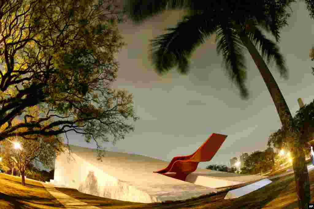 FILE - This Oct. 8, 2007 file photo, the Ibirapuera Auditorium designed by Brazilian architect Oscar Niemeyer is seen in Sao Paulo, Brazil.