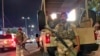 Iraqi security forces stand guard near the Bahraini Embassy in Baghdad, Iraq, June 27, 2019. Demonstrators were protesting a conference aimed at promoting Arab-Israeli peace.