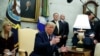 President Donald Trump speaks during a meeting with Italian President Sergio Mattarella in the Oval Office of the White House, Oct. 16, 2019, in Washington.