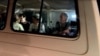 A vehicle carrying hostages abducted by Hamas militants during the October 7 attack on Israel arrives at the Rafah border