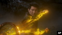 This image released by Marvel Studios shows Simu Liu in a scene from 'Shang-Chi and the Legend of the Ten Rings.'