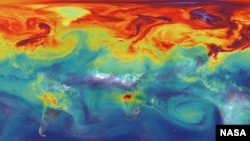 Images fournies par l'Observatoire du carbone en orbite (OCO-2) de la NASA est chargé de parcourir le globe pour suivre les émissions de gaz à effet de serre.