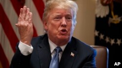 FILE - President Donald Trump speaks during a cabinet meeting at the White House, June 21, 2018, in Washington.