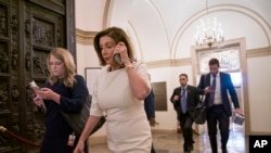 House Speaker Nancy Pelosi, D-Calif., arrives at the Capitol in Washington, Sept. 26, 2019, just as acting Director of National Intelligence Joseph Maguire was set to speak about a secret whistleblower complaint involving President Donald Trump.