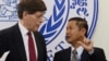 Judge Mark Harmon in conversation with the national co-investigating judge You Bun Leng. (Courtesy photo: ECCC)