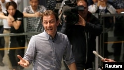 Le journaliste de la BBC Rupert Wingfield-Hayes. à Beijing, le 9 mai 2016, après son expulsion de la Corée du Nord . 