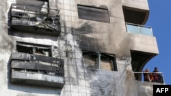 Shambulizi la angani lililofanywa na Israeli huko Kafr Sousa katika mji mkuu wa Syrian Damascus February 21, 2024.