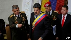 Le président du Venezuela, Nicolas Maduro, à l'Assemblée nationale à Caracas, au Venezuela, le 14 janvier 2019