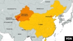 Peta wilayah China, dengan provinsi Kashgar di wilayah Barat.
