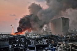 Aftermath of a massive explosion is seen in in Beirut, Lebanon, August 4, 2020.