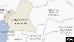 Ramani ya Cameroon na majirani zake Equatorial Guinea na Gabon.