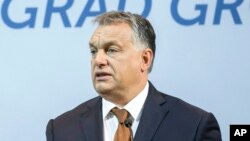 Le Premier ministre hongrois Viktor Orban lors d'une conférence de presse à Budapest, Hongrie, 19 juillet 2017.