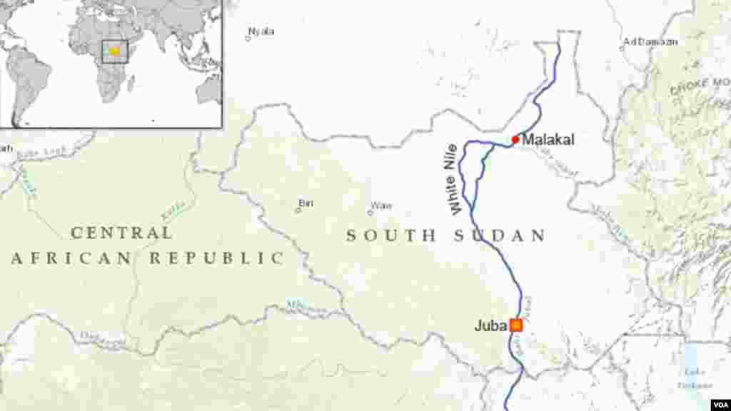 The city of Malakal rests on the bank of the White Nile River, South Sudan.
