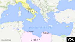 Ramani ya Libya ikipakana na Ulaya