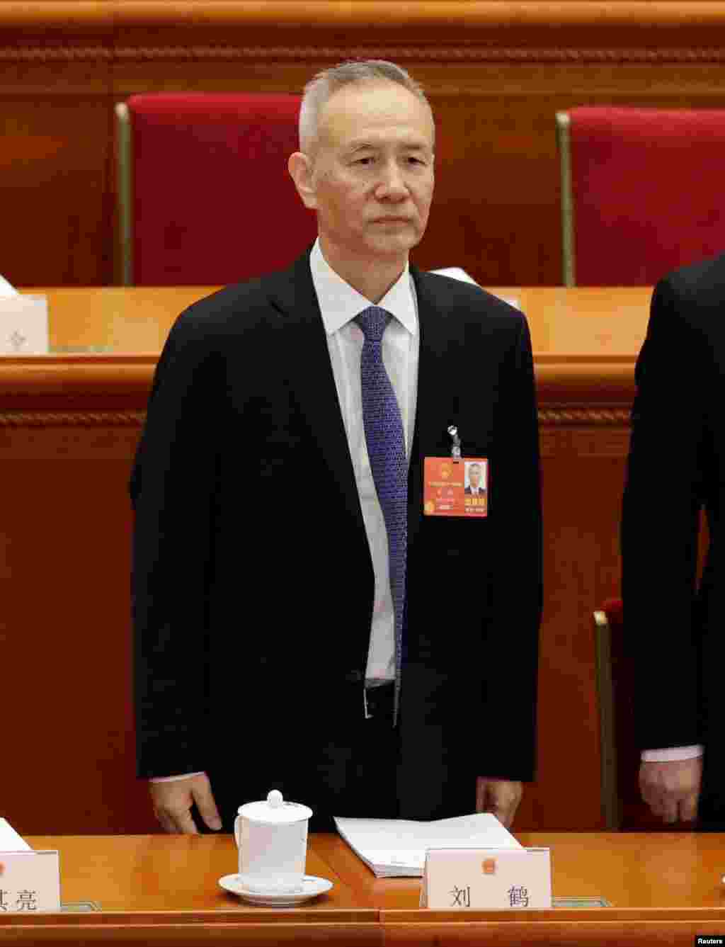 中国国家发展和改革委员会副主任刘鹤2018年3月5日在北京人民大会堂出席全国人大开幕式。有报道说他将担任副总理,也有报道说他会出任中国人民银行行长。