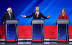 FILE - Former Vice President Joe Biden speaks during the 2020 Democratic U.S. presidential candidates' debate in Houston, Sept. 12, 2019.