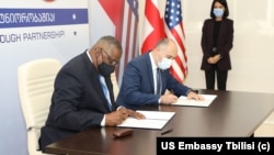 U.S. Defense Secretary Lloyd Austin has arrived in the Georgian capital 