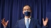 Eric Chu speaks to members of the media after winning the chairmanship of Taiwan's main opposition Kuomintang Party (KMT), in Taipei, Sept. 25, 2021.