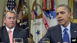 Ketua DPR AS John Boehner (kiri) dan Presiden Barack Obama didesak agar segera mencapai kompromi mengenai jurang fiskal (foto: dok). 