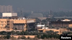 Una vista general de la embajada de Estados Unidos en Irak, enclavada en la Zona Verde que fue atacada el miércoles con dos cohetes.